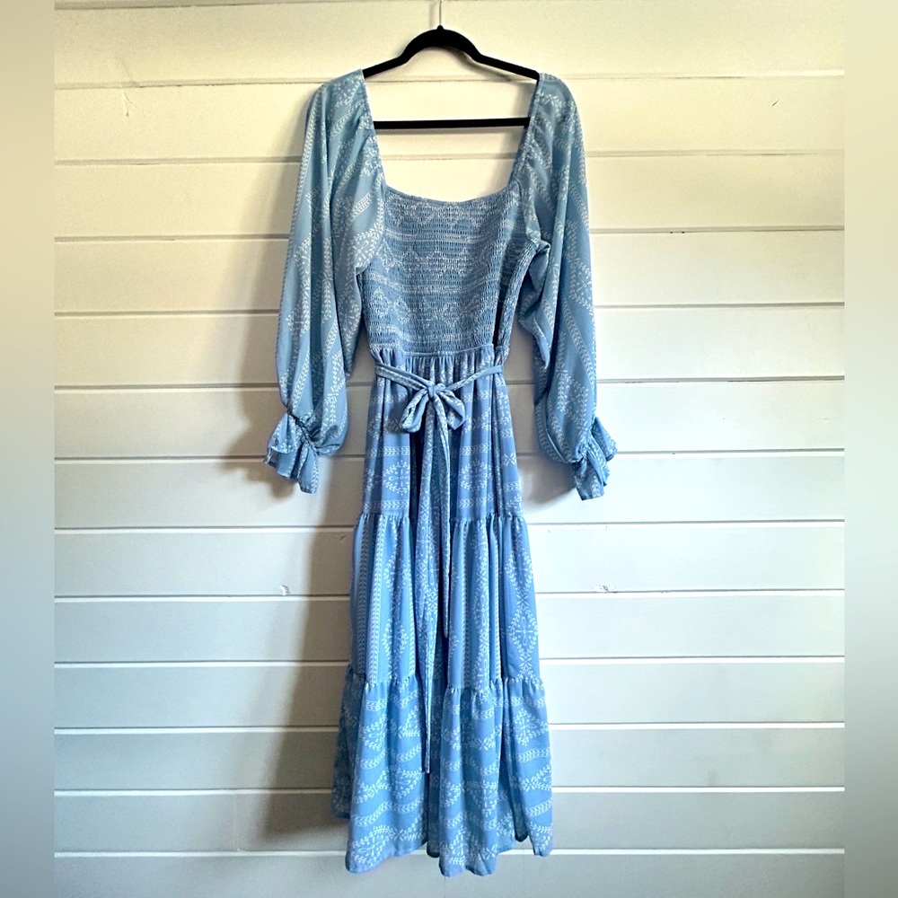 Flying Tomato boho blue maxi dress size L